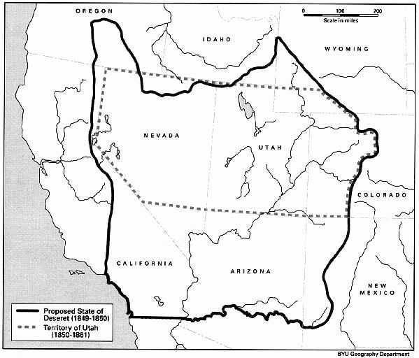 As always, Mormons were audacious in their proposals. The Deseret "state" was to encompass a majority of the Mountain West, including a port in southern California. /4