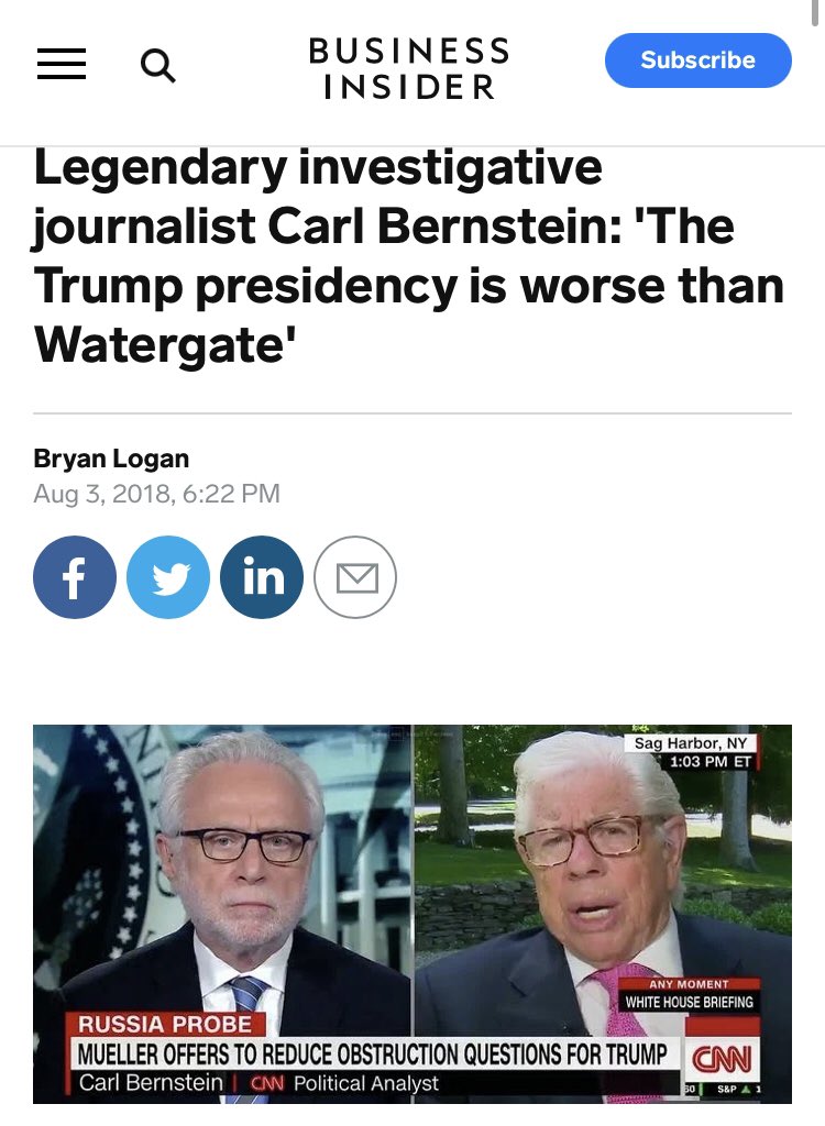 He then got into the habit of just describing Trump’s presidency as worse than Watergate (?)