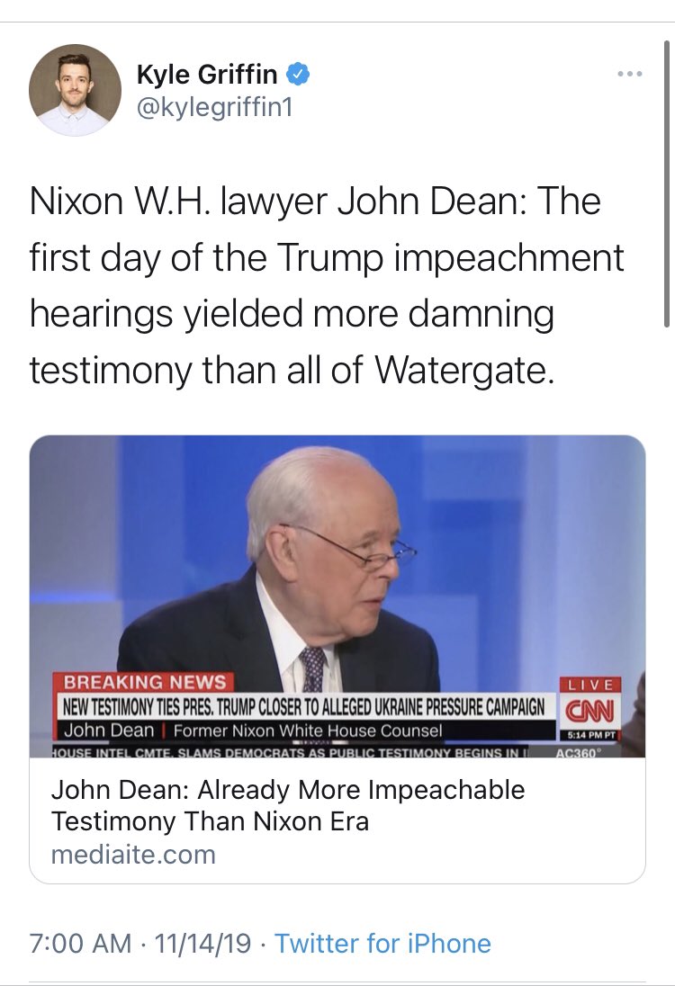 There appears to be a whole cottage industry around being a person tied to Watergate saying that something is “worse than Watergate.”Here’s Nixon’s lawyer John Dean taking his stab at it.