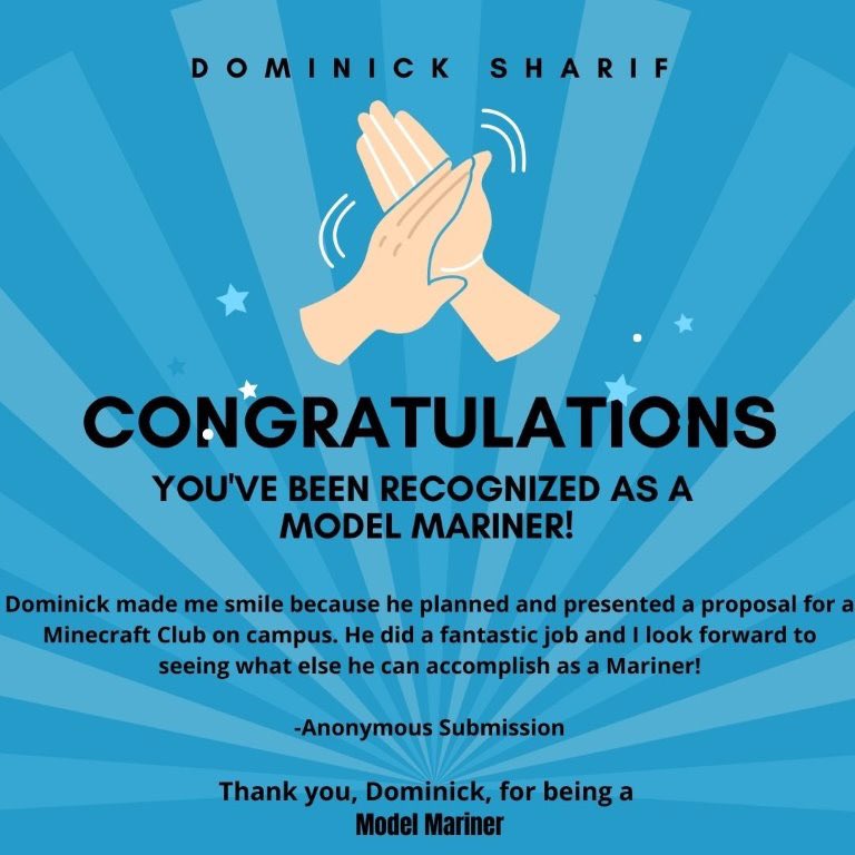 cabrillomiddle's tweet image. Shout out to Dominick for being our first #modelmariner!  Keep up the good work!