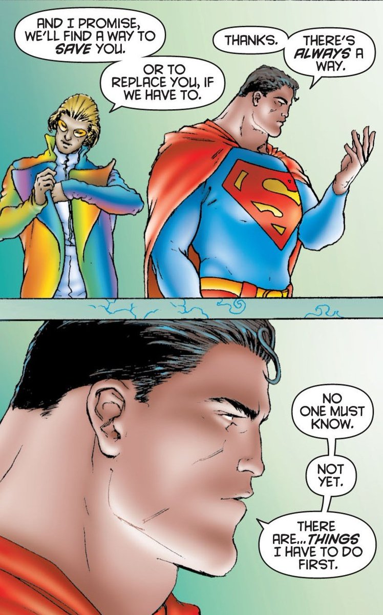 For all that All-Star is praised as a "Optimistic Superman story", Clark himself is a very somber figure in the first issue. Fully accepting the possibility of his death, the need for his replacement, and that he has the responsibility of preparing the world for his departure.