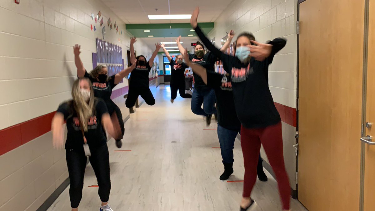 MeganLittle01's tweet photo. First grade is excited to be back and jumping for joy over our new Cherokee zone shirts! Thanks #shottenkirkscares for starting 2021 right. @sleevemama @MRegan0123 @SandiHarrison22 @crichlady #WWABT https://t.co/wzhx1R3rl2