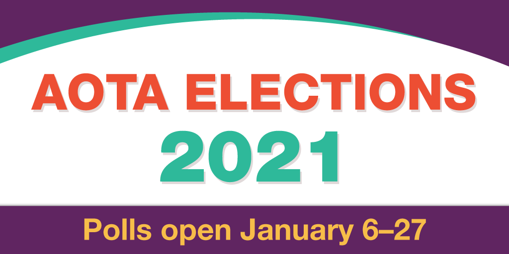 AOTAInc's tweet photo. REMINDER: Before casting your ballot in the #AOTAElection, join us on tomorrow, January 5, from 8:00-10:00 pm ET as we host a virtual town hall event with candidates for the AOTA Board of Directors. Register and learn more about the event here: https://t.co/M7OffxTlBc https://t.co/sijZpfnMmT