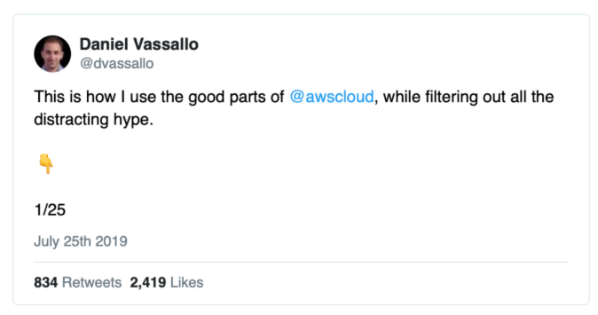 3) One great thread can spawn a product"[My] tweet thread about AWS got me another 2000 followers or so, and I ended up with ~8000 followers gained.."This thread gave him the initial traction he needed to place his first bet. An info product, which did $45k in sales