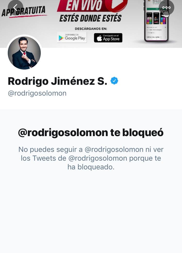 Hoy que #DiaDelPeriodista, <a href="/rodrigosolomon/">Rodrigo Jiménez S.</a> director general de la <a href="/AMXNoticias/">Agencia Mexiquense de Noticias</a> me bloqueó de Twitter por cuestionarlo y luego publicó un mensaje a favor de la Libertad de expresión. ¡Vaya congruencia! ¿no creen? #MirreyesEnElPoder #DiaDelPeriodistaEnMexico <a href="/SCJN/">Suprema Corte</a> @article19mex