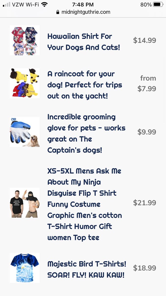 We’re live, pal. 

Buy my cool shit. Improve your life.

MidnightGuthrie.com - spread the word!

#CaptainMidnight #YachtClub #MidnightGuthrie #wrestlingmerchandise #RAW #WK15 #kidstoys #hawaiianshirtsfordogs #autographedcaptainshats #Italiandrivingshoes #surprises