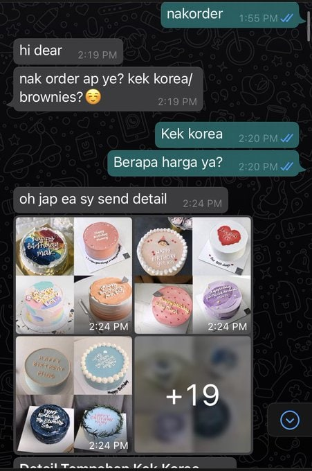 Since ramai request nak baca conversation, I attached sini ya. Dari awal order sampai I malas nak layan dah.Note that seller ni kat Kelantan. I order untuk majlis bertunang kat kampung.