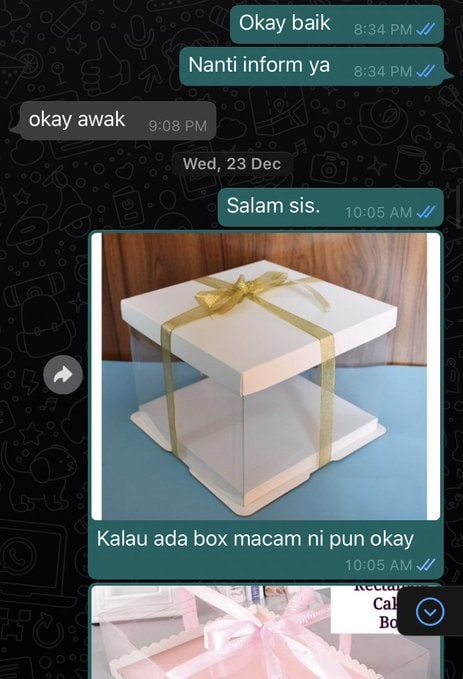 Since ramai request nak baca conversation, I attached sini ya. Dari awal order sampai I malas nak layan dah.Note that seller ni kat Kelantan. I order untuk majlis bertunang kat kampung.