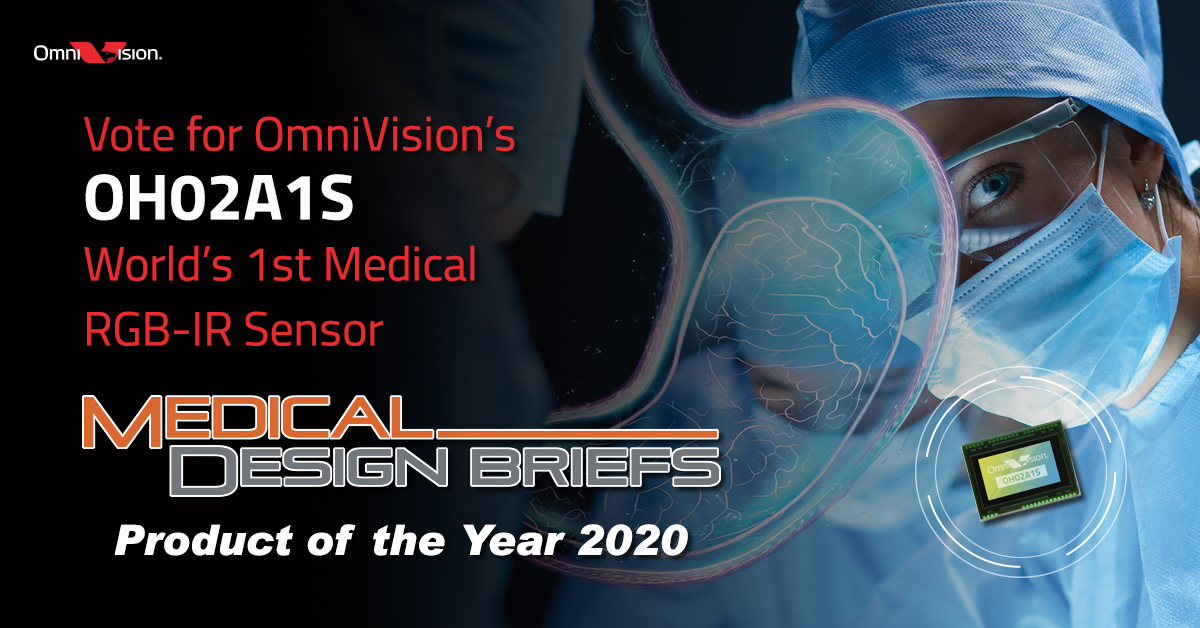 OMNIVISION_NEWS's tweet image. We need your vote! The #medical RGB-IR #imagesensor, OH02A1S, is up for Product of the Year from @Medical Design Briefs! Following our #FutureInSight OVMed® ISPs win last year, we’d love your support in adding this honor to our showroom. Vote here: medicaldesignbriefs.com/mdb/poy
