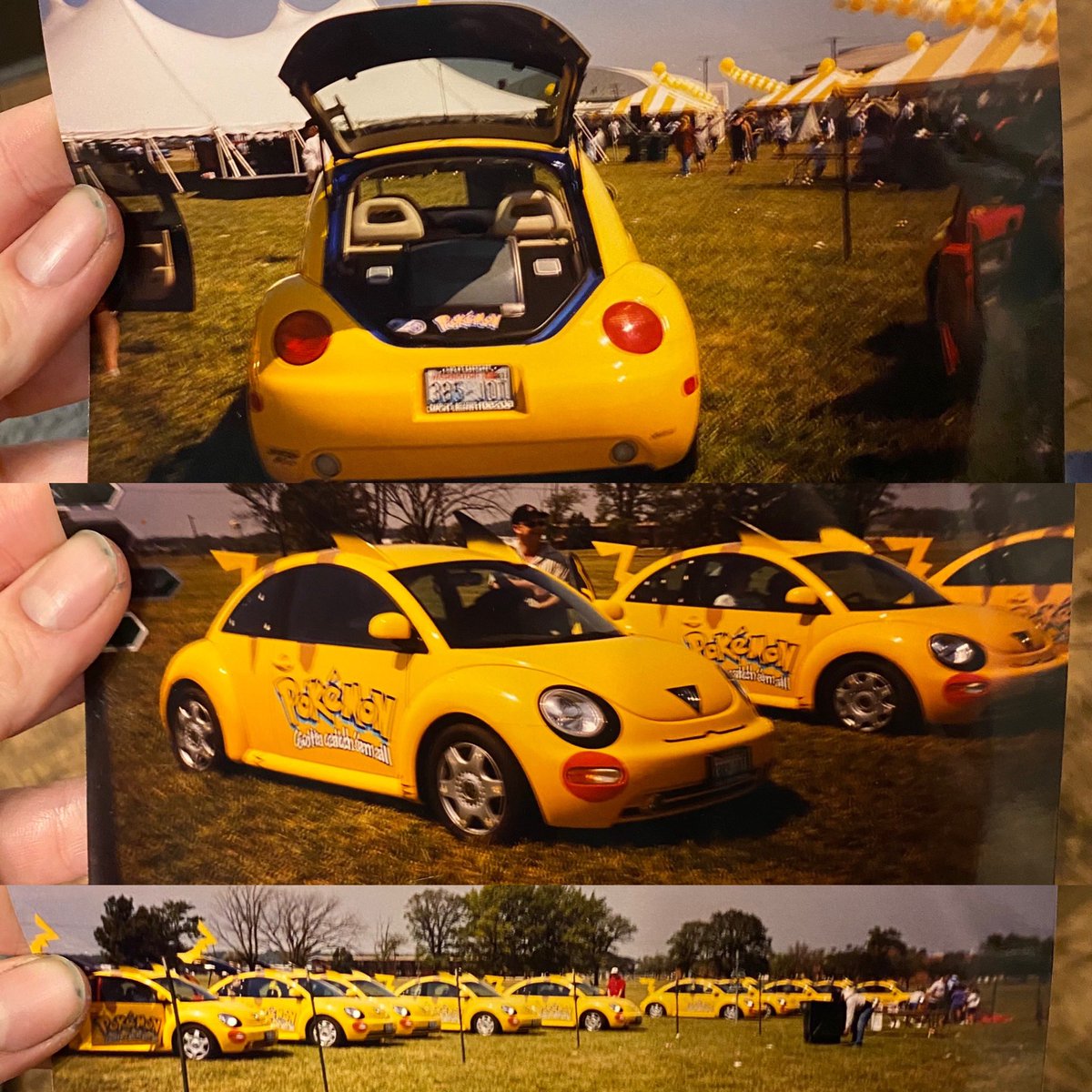 I got to go, and the entire fleet of Pikachu VW beetles was there (they all had CRTs with GameBoys hooked up to them in the trunks to play Pokémon on), a Pikachu mascot, people dressed as Pikachu SKYDIVING. And tons of free swag: