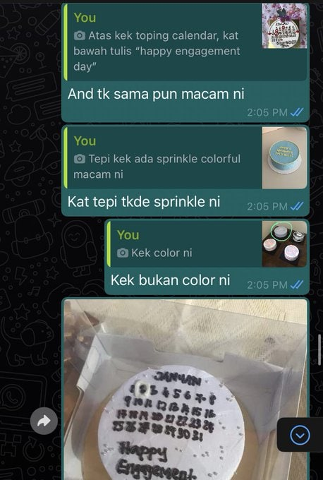 Ni bila kek dah sampai. I rushing sikit sebab MUA dah sampai.