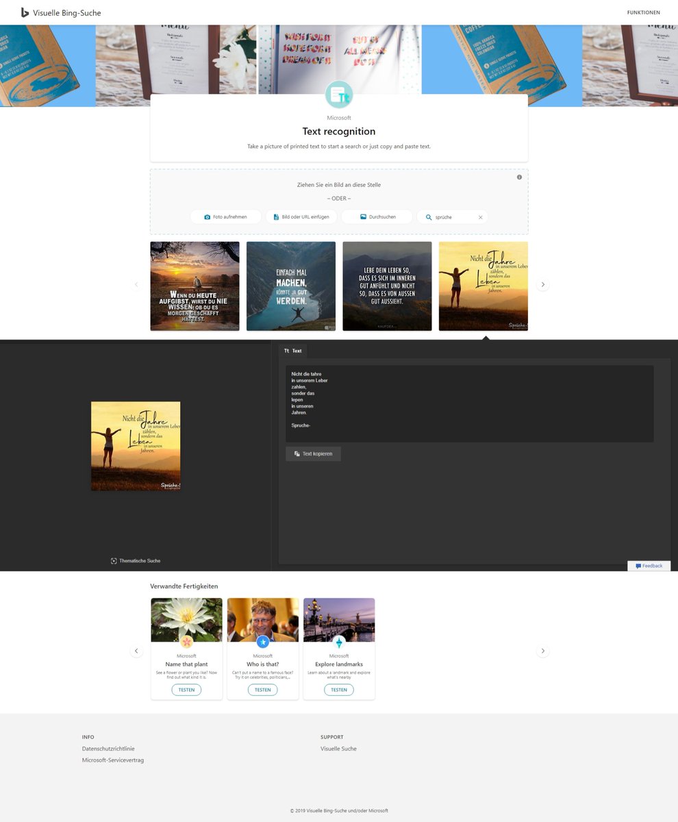 MrX_1980's tweet image. I did a quick test. It works with German except umlauts and handwriting. I already gave feedback to @bing.
#BingVisualSearch