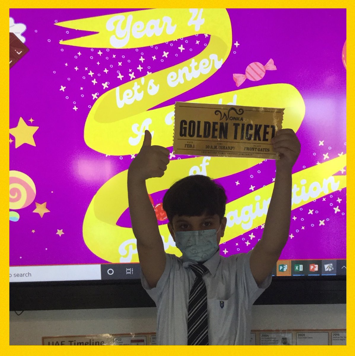 WPS_Year4's tweet image. 4B had great fun today finding clues about our new theme for this term! We used role play to act out the mysterious characters and our online learners shared their views of who deserved the ticket using Padlet! We are ready to enter the World of Pure Imagination! #WPSCreativity