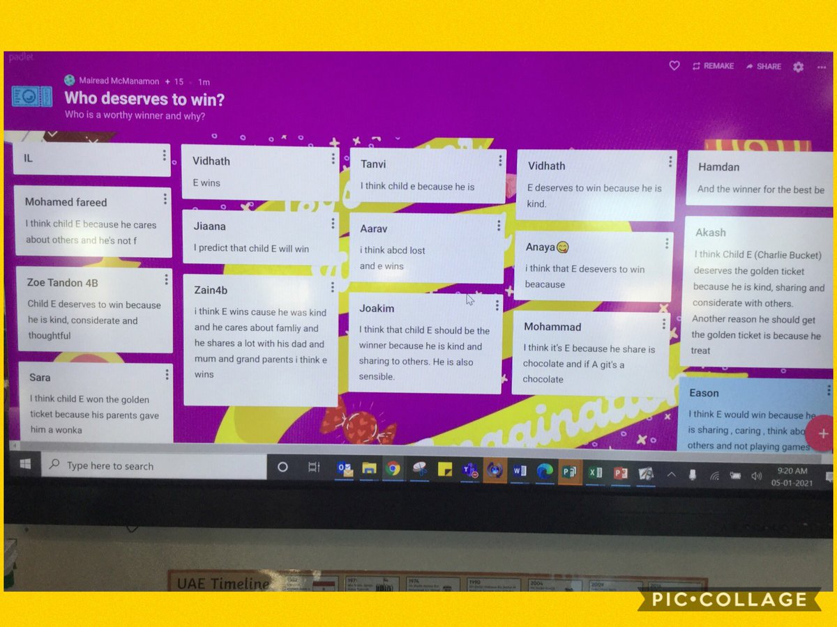 WPS_Year4's tweet image. 4B had great fun today finding clues about our new theme for this term! We used role play to act out the mysterious characters and our online learners shared their views of who deserved the ticket using Padlet! We are ready to enter the World of Pure Imagination! #WPSCreativity