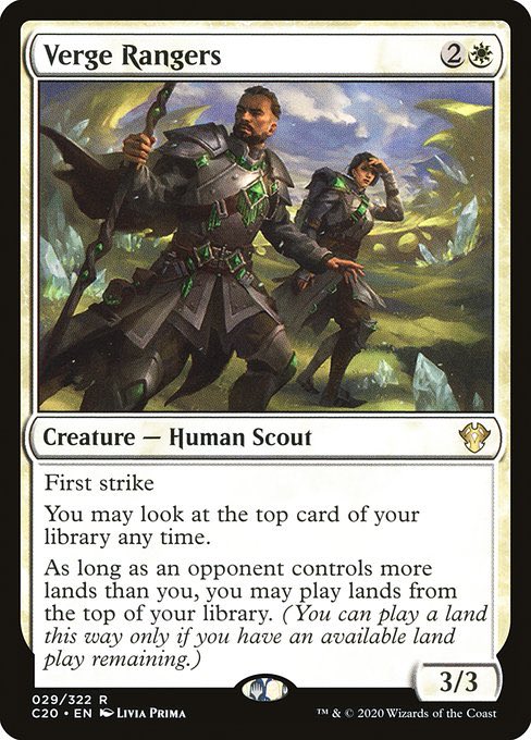 3/3 for 3CMC with a keyword that lets you clear lands off the top for better draws. If this was printed in blue it would say “scry 1 on your upkeep each turn” and everyone would complain that it had first strike... white has a descendants path analogue, and it’s recurrable 