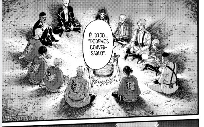 1._El capítulo 127 la cena que tuvieron era muy parecida a la "última cena", coloco a Hanji como Jesús pues ella siempre fue el centro y quien prepara la sopa.2._Ella se sacrifica para que la alianza pelee y salven a las personas del retumbar.