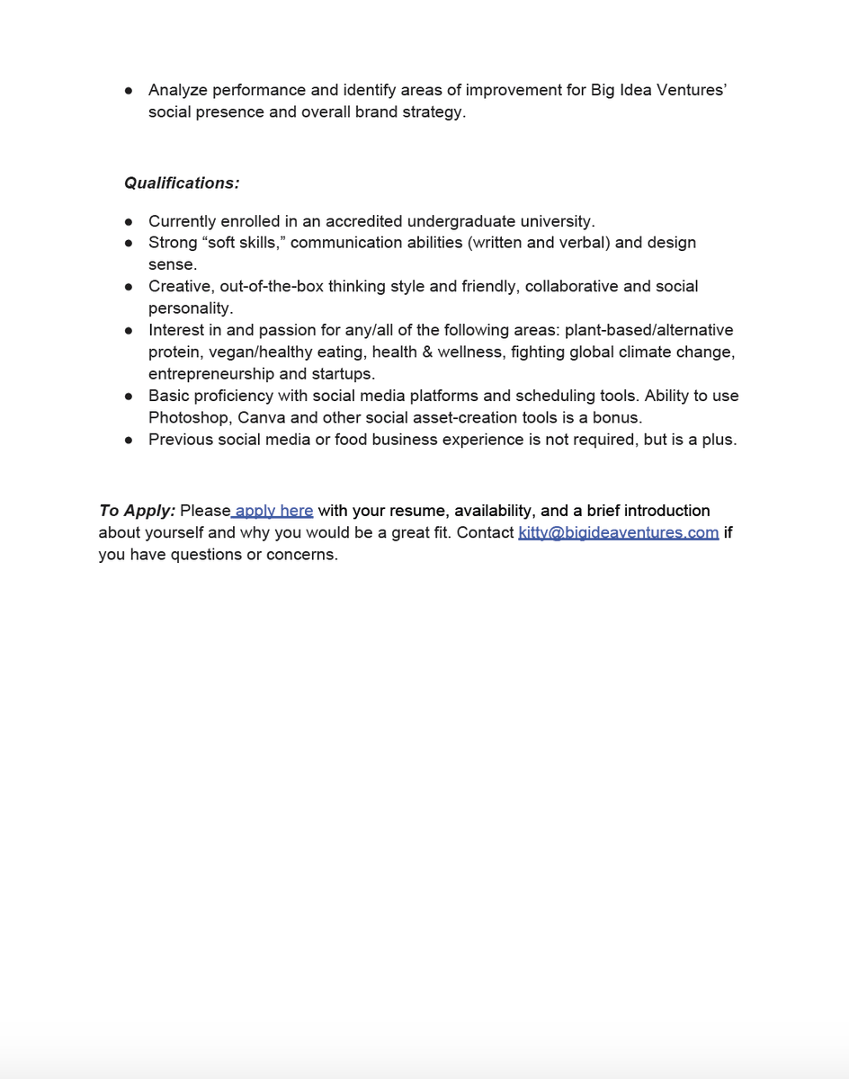 Want to help us invest in and develop the best #altprotein startups globally? We're looking for a passionate, creative and hardworking undergrad to join our NYC team as a Junior Associate this Spring. Apply at bit.ly/3rTIsaR!

#foodtech #entrepreneurship #venturecapital