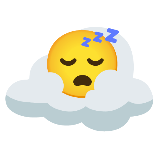 An "emoji kitchen" of "Zzz" sleeping in the clouds