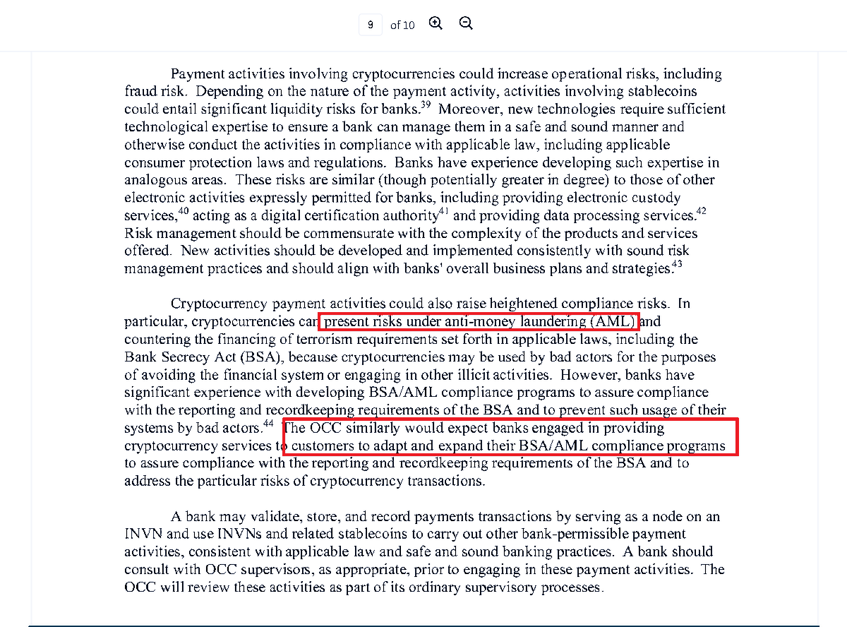  #XRP Bullishness will catch up to this amazing news from the OCC today.  #XRPCommunity, for those who haven't read the document, here are some summary points. 1. All BANKS can now hold, trade Cryptos and act as Nodes on any Distributed Ledger. 2. Banks can now issue...1*/