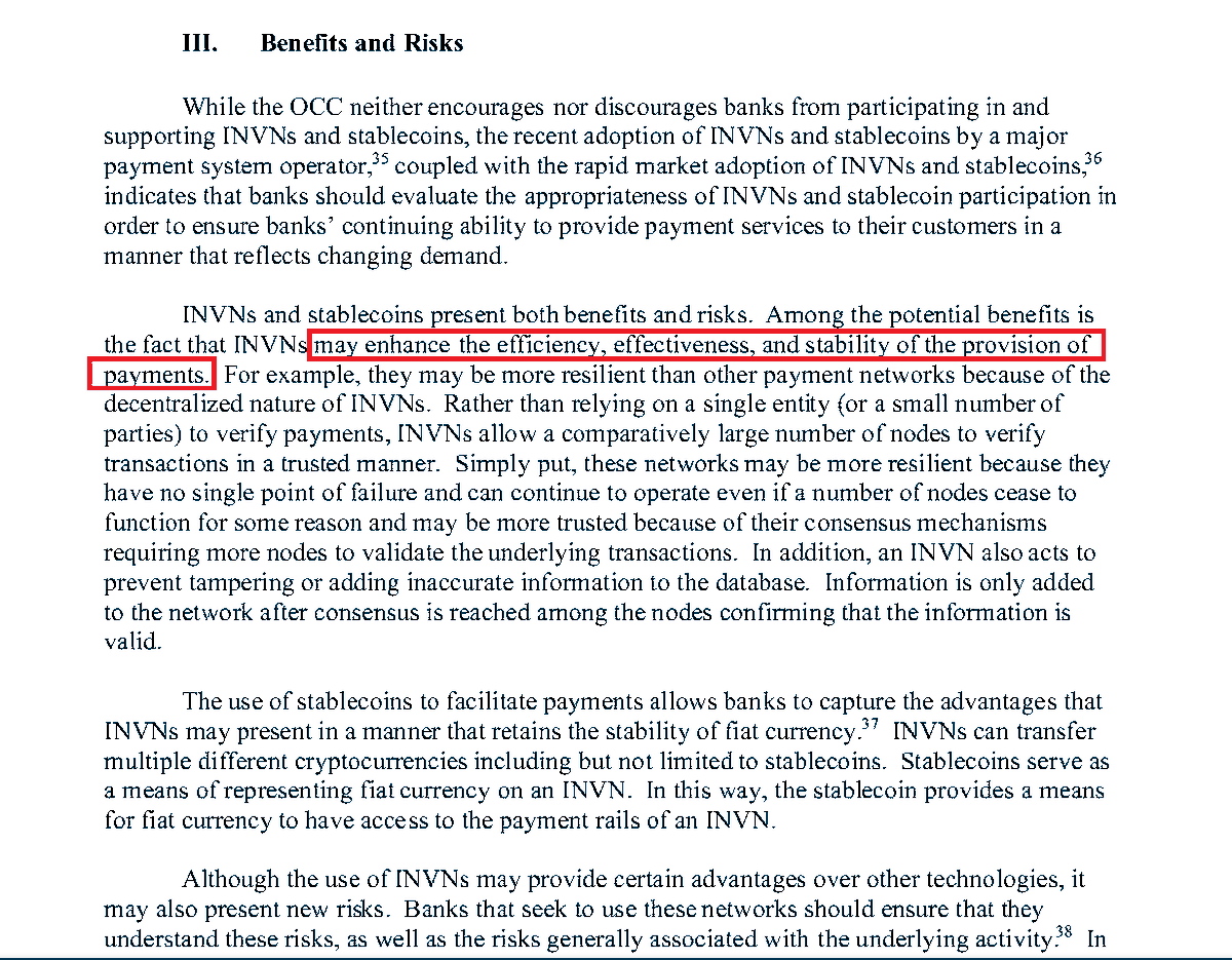  #XRP Bullishness will catch up to this amazing news from the OCC today.  #XRPCommunity, for those who haven't read the document, here are some summary points. 1. All BANKS can now hold, trade Cryptos and act as Nodes on any Distributed Ledger. 2. Banks can now issue...1*/