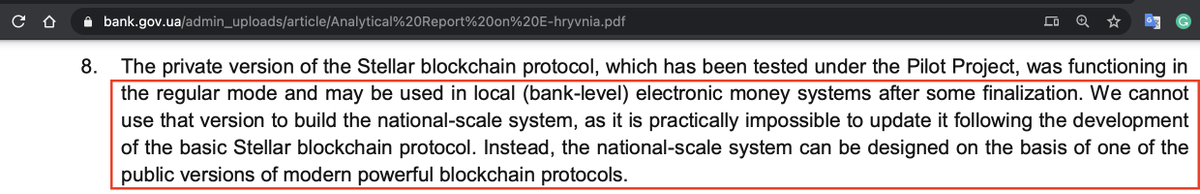 The official report of  @NBUkraine_eng  https://bank.gov.ua/admin_uploads/article/Analytical%20Report%20on%20E-hryvnia.pdf (page 33) is telling Stellar can NOT be used due to its limitation