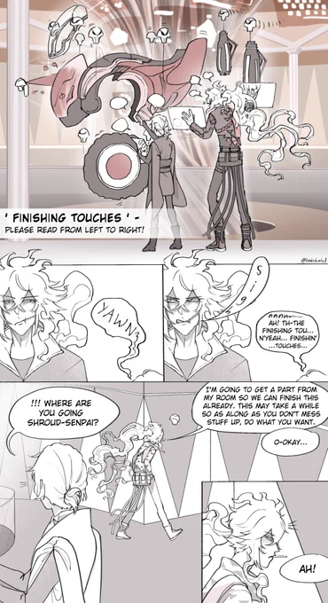 'Finishing Touches' – A mini-comic based on Epel's SSR dorm uniform personal story (so beware for slight spoilers!), since I wanted more content of Epel and Idia interacting! 
* please read left to right
#twstファンアート #twst_ファンアート #ツイステファンアート 