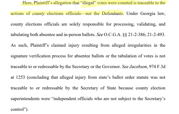 That said, I don't find this to be a particularly strong argument; county officials may have validated the votes in question but the Secretary of State did a risk-limiting audit of the count after the fact and before certifying.