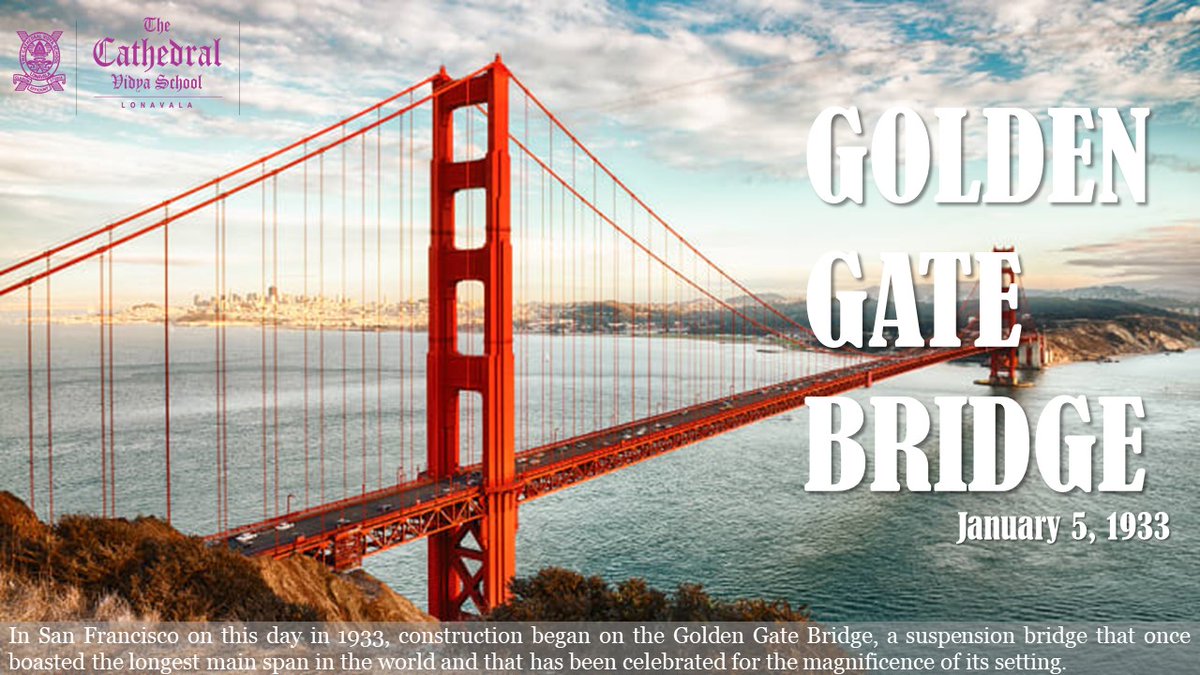 The Cathedral Vidya on Twitter: "In San Francisco on this day in 1933, construction began on the Golden Gate Bridge, a suspension bridge that once boasted the longest main span in the