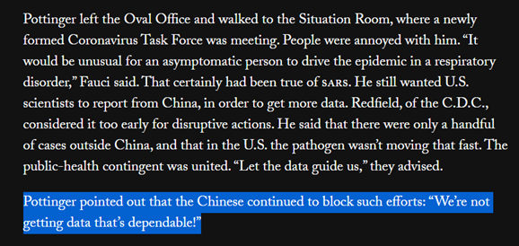 “The Chinese fooled the US CDC, the US intelligence community, the WHO, and the entire world – but not me.” 6/