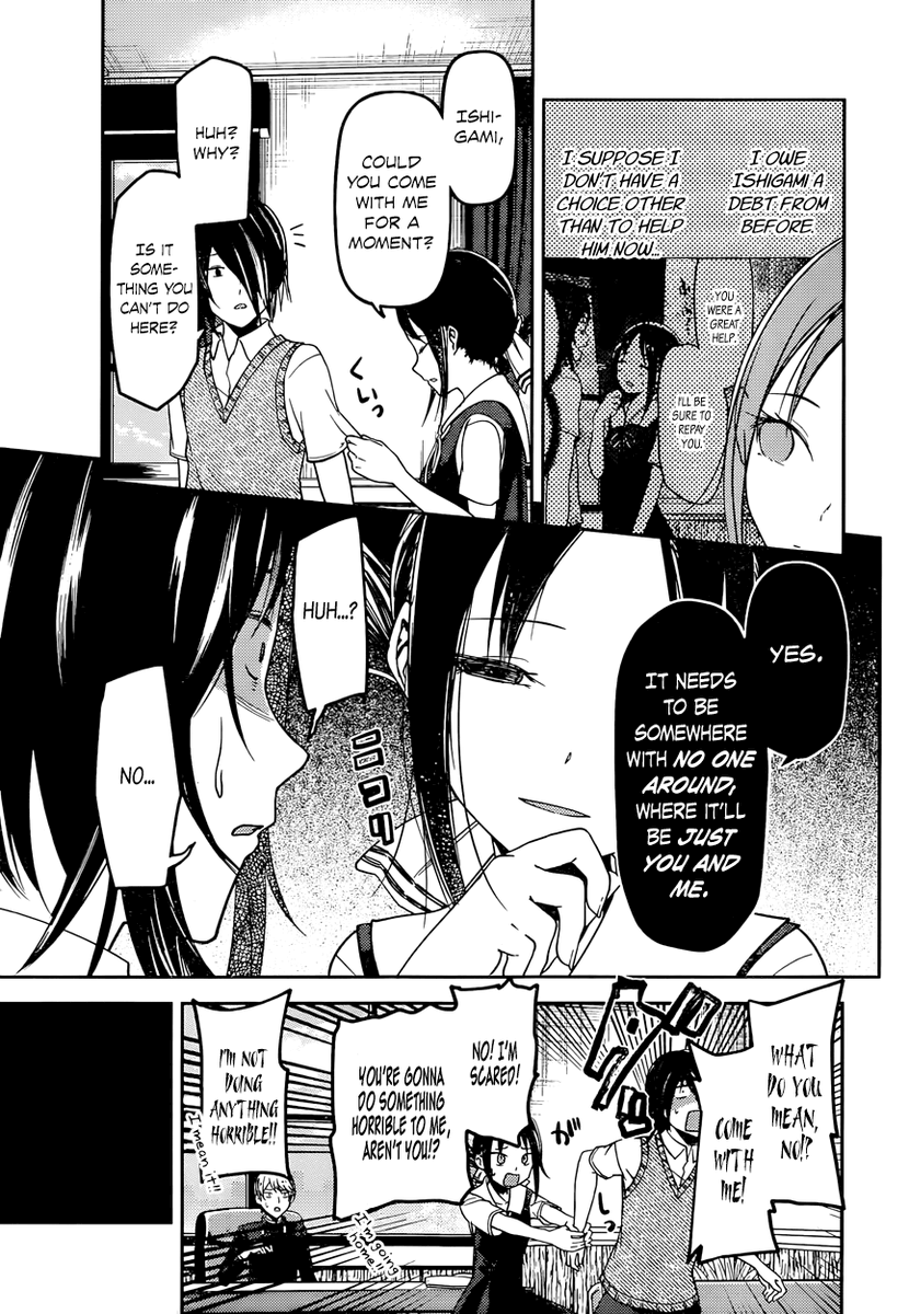 However, a relationship I especially love is Kaguya and Ishigami. They have to have one of the best friendship developments I have seen. Ishigami first started out being fearful of Kaguya but that slowly developed into something more throughout the series.