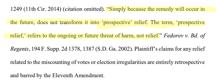 Next we have the Sovereign Immunity stuff we've seen before and that the plaintiffs just decided to ignore. You CANNOT sue a state in federal court, arguing that it did something that harmed you in the past and you want that harm fixed