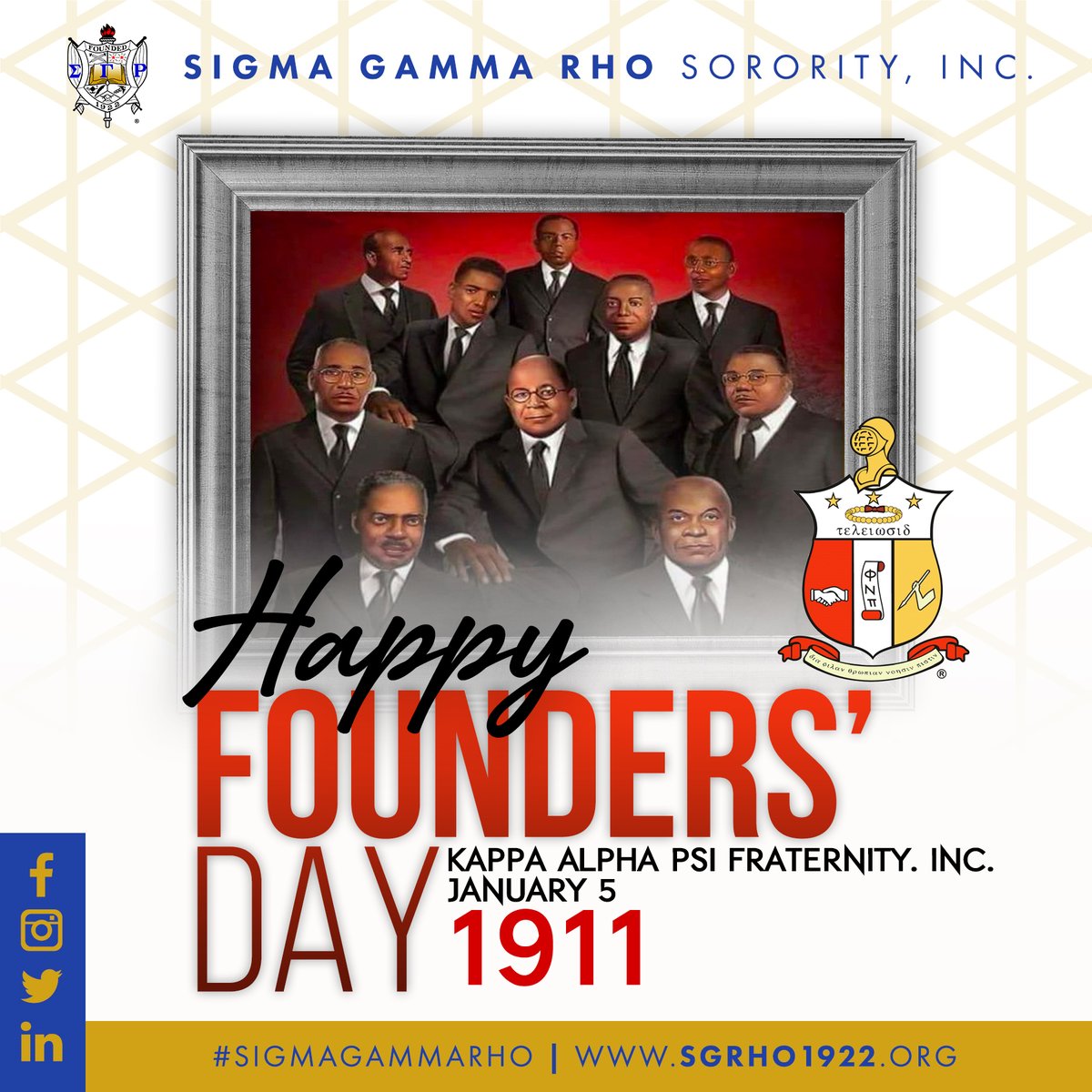 Happy Founders' Day to the men of Kappa Alpha Psi Fraternity, Inc.! #SigmaGammaRho #SGRho #KappaAlphaPsi