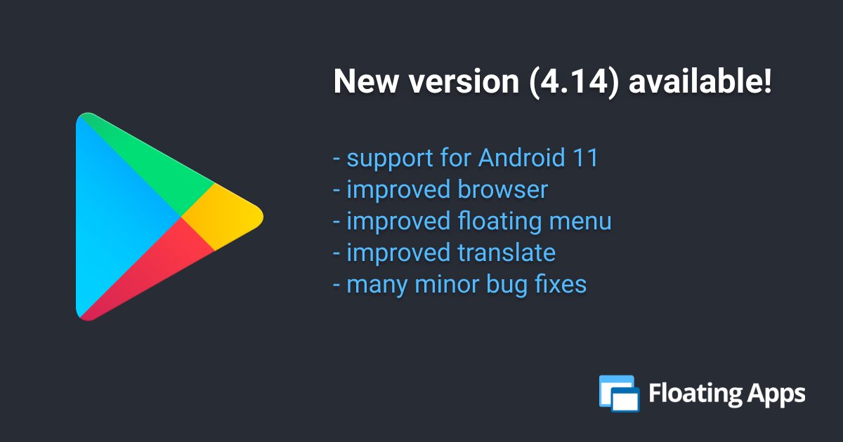 FloatingAppsNet's tweet image. The new version of Floating Apps (4.14) is available on Google Play. Sorry for not hearing from me for so long, but the last year was crazy. We all know. Enjoy it!