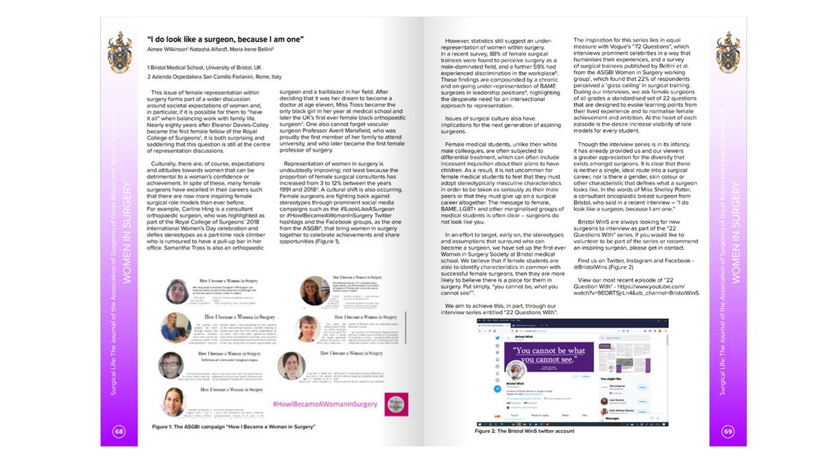 asgbi's tweet photo. Excited to see the #HowIBecameAWomanInSurgery campaign taking effect, raising awareness towards consensus and alternative strategies. Please read the article from the ASGBI Surgical Life Winter journal I had the pleasure to coauthor with @bristolwins https://t.co/NLlqDBJKSt https://t.co/QNrlMx9TQb