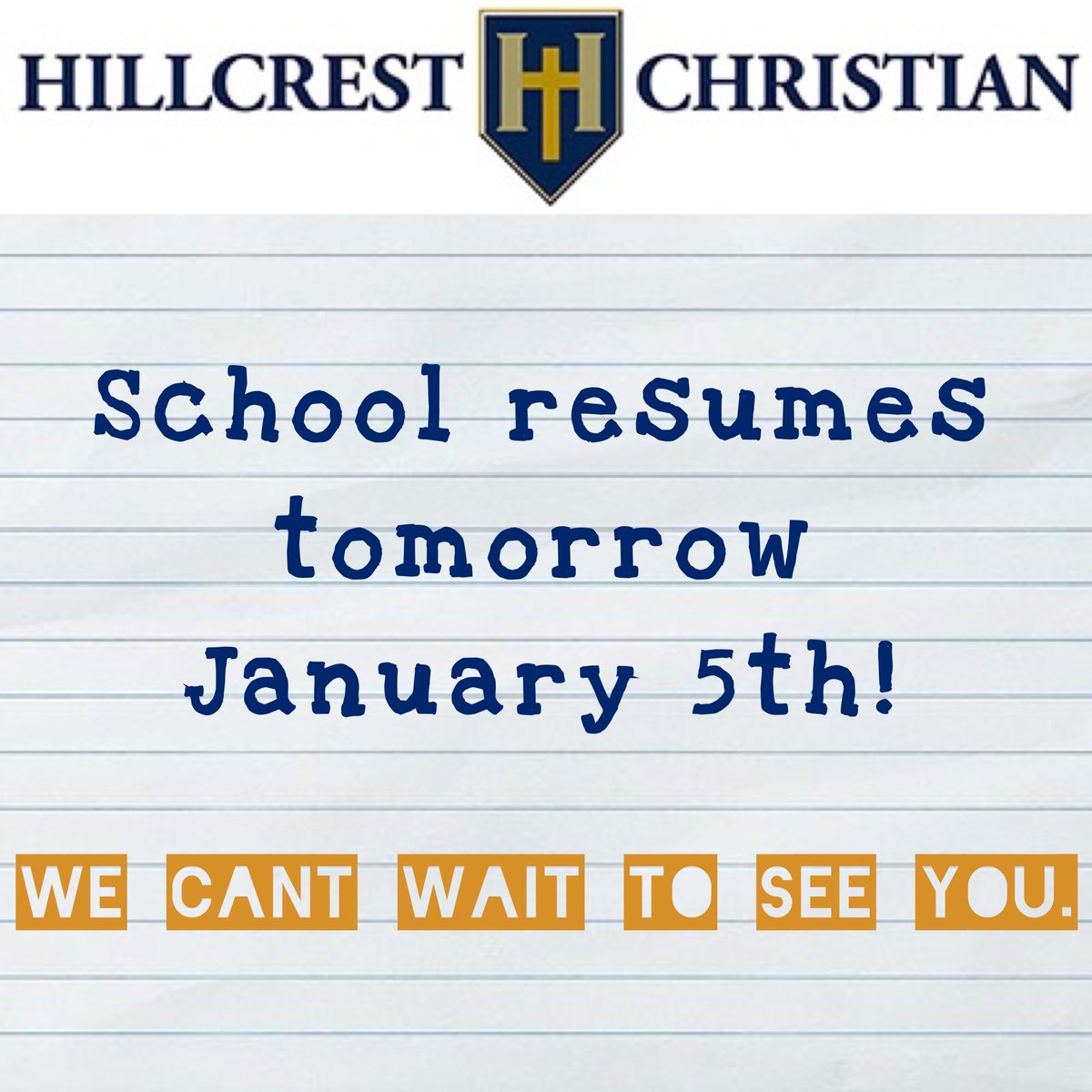 Happy New Year. We’ll see you in the morning. We can’t wait to welcome our Saints family back on campus.