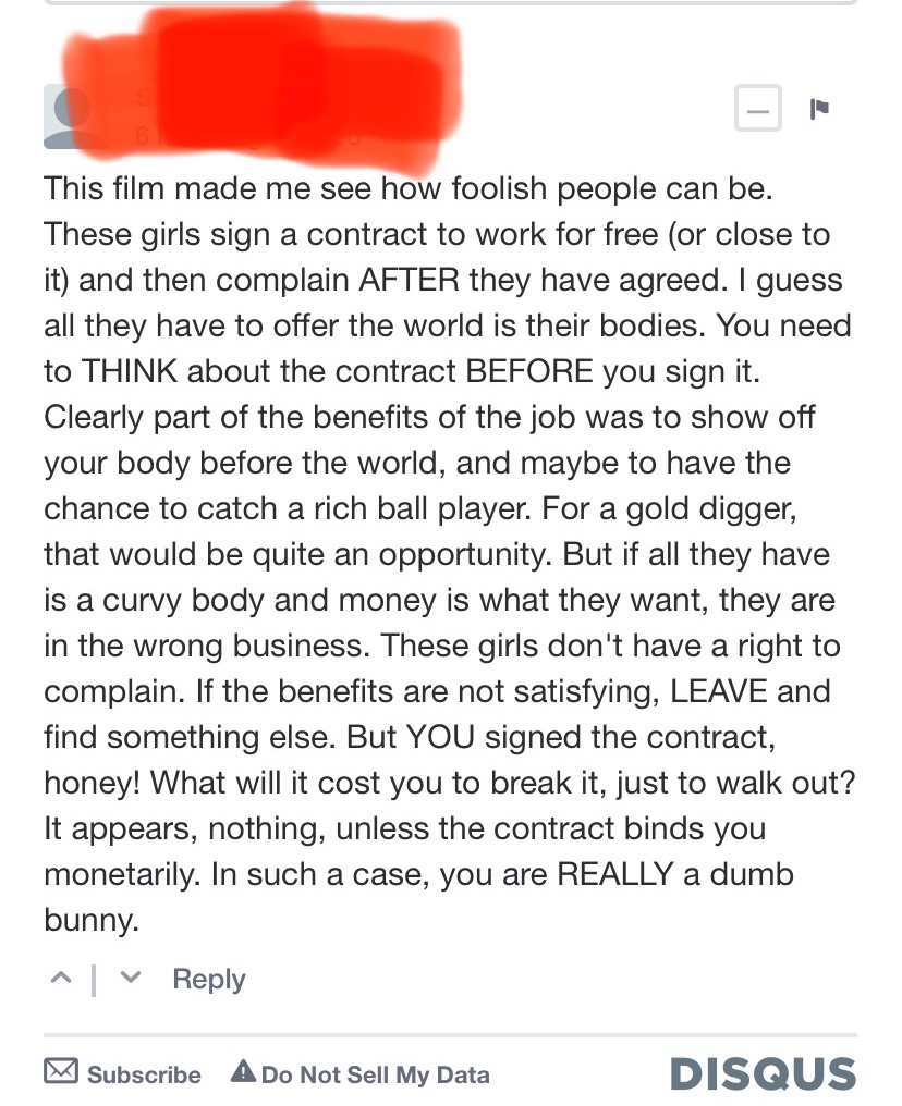 yuisrain's tweet image. In the 6 years of making and screening this film, we&apos;ve come across A LOT of misogyny. This comment on our @IndependentLens page really summarizes ALL the harmful misogynistic attitudes out there #AWomansWorkPBS