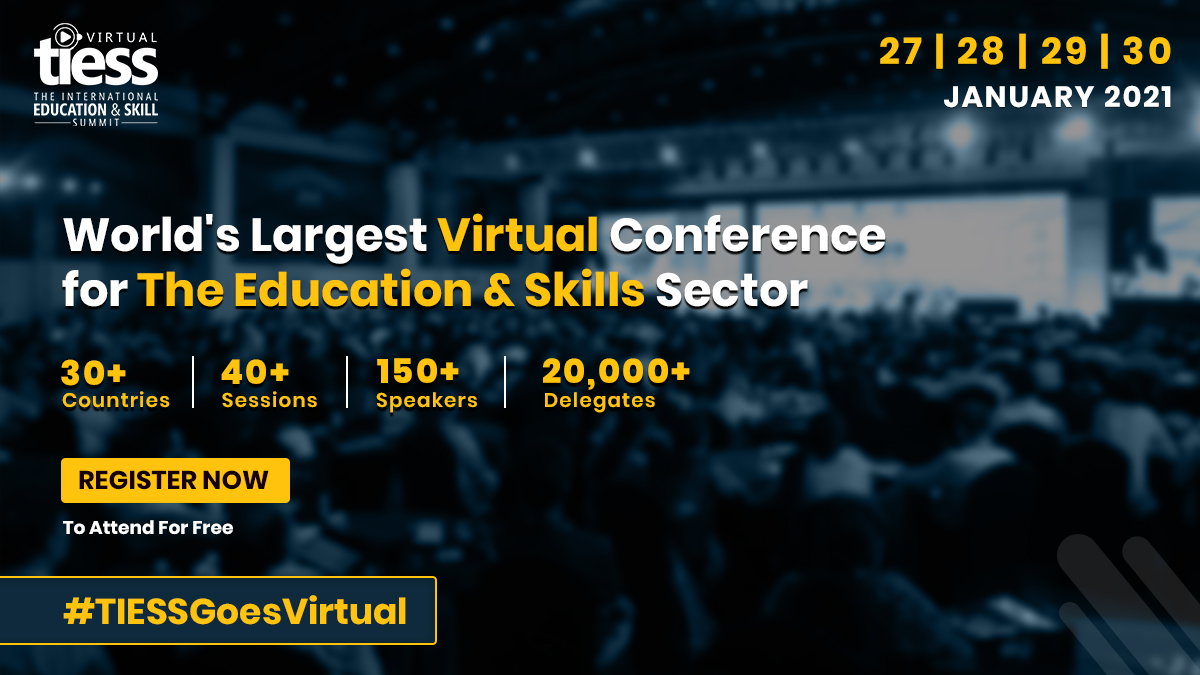 Indiadidac's tweet photo. The annual leadership conference that is dedicated to the education and skills sector is ready for its 12th edition, virtually.
Register now to attend for free - https://t.co/dmY6H0JFRa
Duration: 27th to 30th January, 2021
#GlobalVirtualPlatform #TIESSGoesVirtual #RegisterNow https://t.co/9W4jbuhZoG