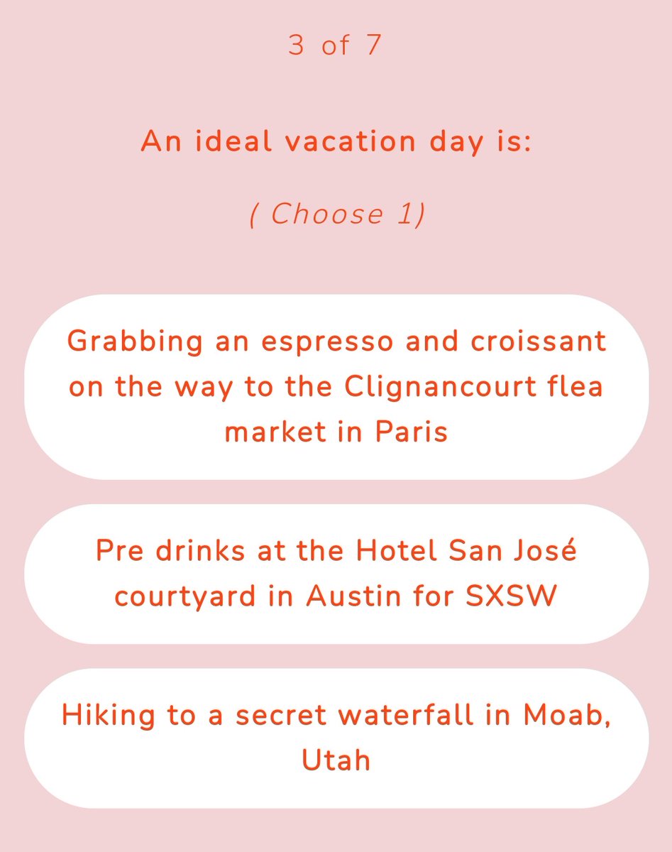 While you're burning your eyes, don't forget to take their 7 question quiz to find out which $325-425 set you should buy based on whether or not your ideal vacation is "Grabbing an espresso and croissant on the way to the Clignancourt flea market in Paris"