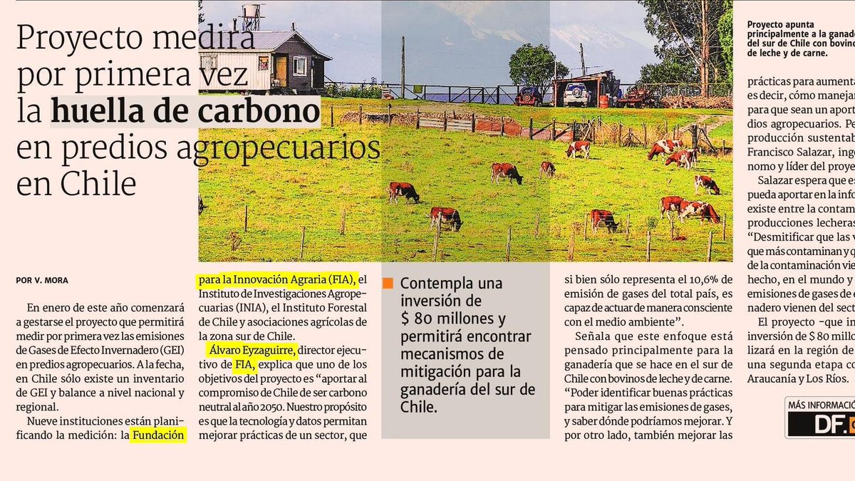 FIA_Chile's tweet photo. #FIANEWS | @DFinanciero destaca innovación impulsada por #FIA y ejecutada por @iniachile que medirá la huella de carbono en predios agropecuarios del sur de #Chile. ¿Quieres saber más? Te invitamos a leer la nota completa en el siguiente enlace. ⬇️❤️

🚀https://t.co/WJExQa1PRh https://t.co/zRUBZFY3gF