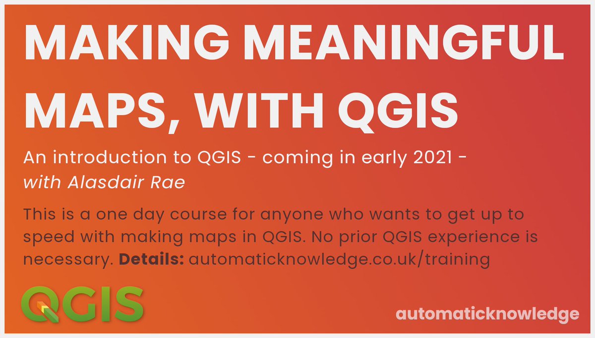 Putting the finishing touches to training material for our QGIS courses, launching soon

This is first of three, with 'next steps' and then more fancy stuff (including gifs) completing the set

Feel free to get in touch via DM, email, web with questions automaticknowledge.co.uk/training/