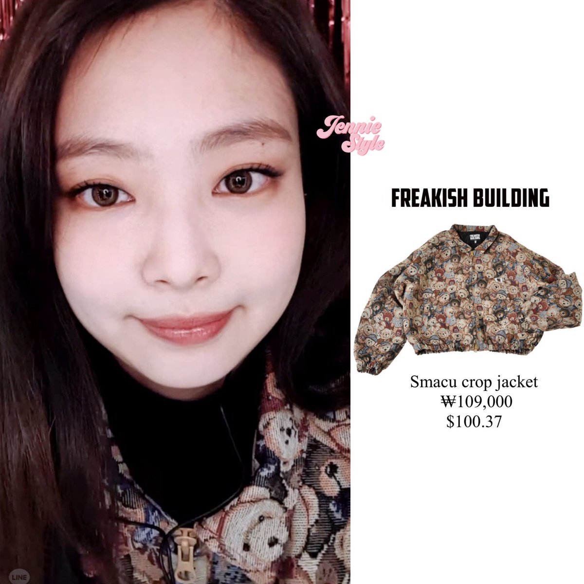 NJARCHIVED's tweet photo. [INFO] 210105 Freakish Building SMACU Crop Jacket as worn by Jennie, currently OUT OF STOCK (📷 .@JENNIEKSTYLE)

#JENNIE #제니 @BLACKPINK https://t.co/5r2TJio8Wb