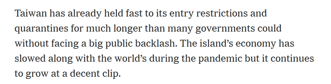 Obviously stuff like this is wrong and not great, we know Taiwan's economy has grown faster than anyone ever could have predicted even during non-pandemic times: