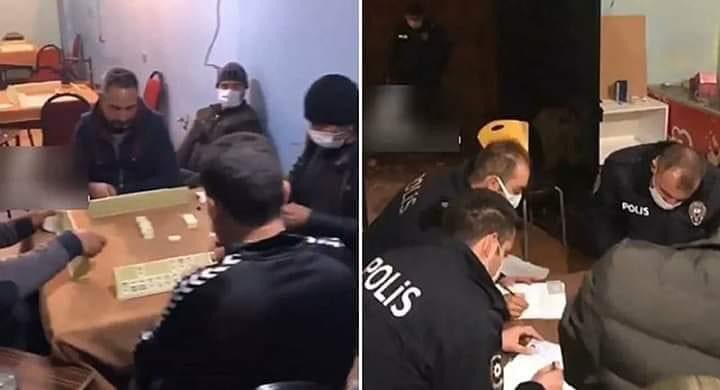 İstanbul'da kapalı olması gereken kahvehaneye polis baskın düzenledi. Baskında ceza için kendilerine sıra gelmesini bekleyen 4 kişi, cezayı kimin ödeyeceğini belirlemek için okey oynamaya devam etti.
