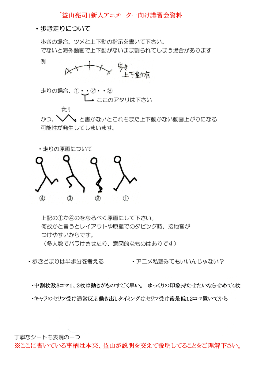 益山亮司 業界用語が分かり 原画経験などある１ ２年の新人原画マンには必要な知識と事柄と思っています