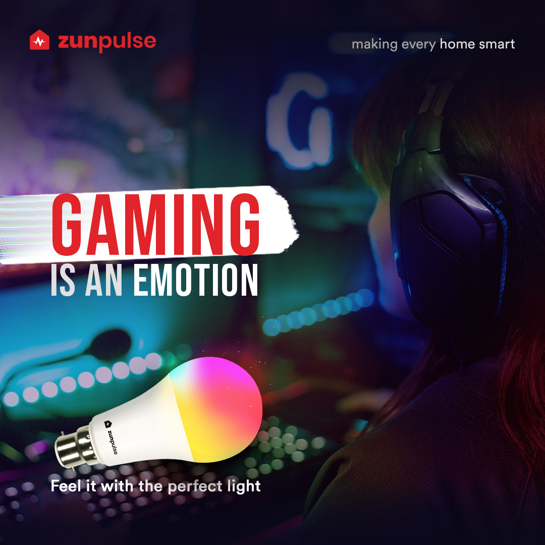 zunpulse's tweet photo. True gamers need smart #technology. 

Create the perfect light for your gaming sessions. Grab your #zunpulse smart lights from Amazon, Flipkart or Snapdeal TODAY!

#IoT #smarttechnology #automation #hometech #smartlight #smartbulb #gaming #smarthome #smart https://t.co/8Go2VrrTPC