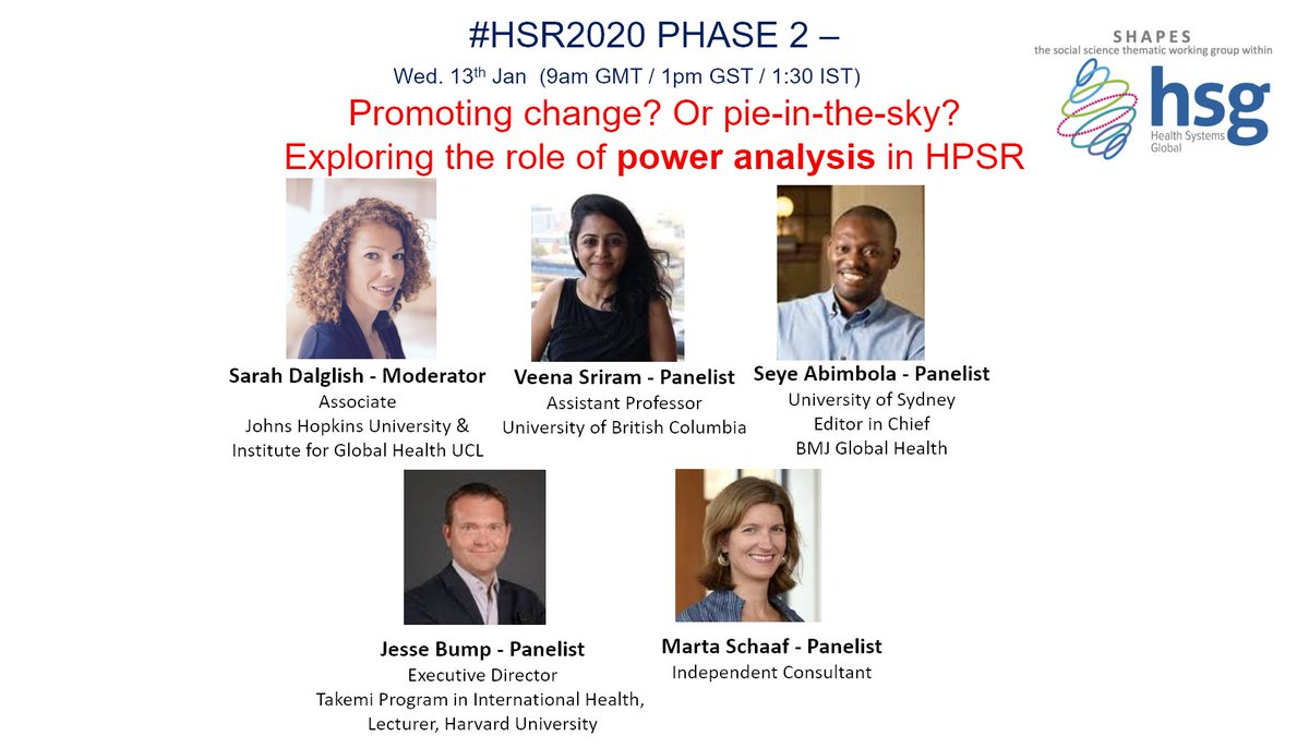 Interested in research on #power in #healthsystems? Join us online for #SHAPES session at #HSR2020 Phase 2 next Wed. 13th Jan @ 9am GMT.  Great line up!