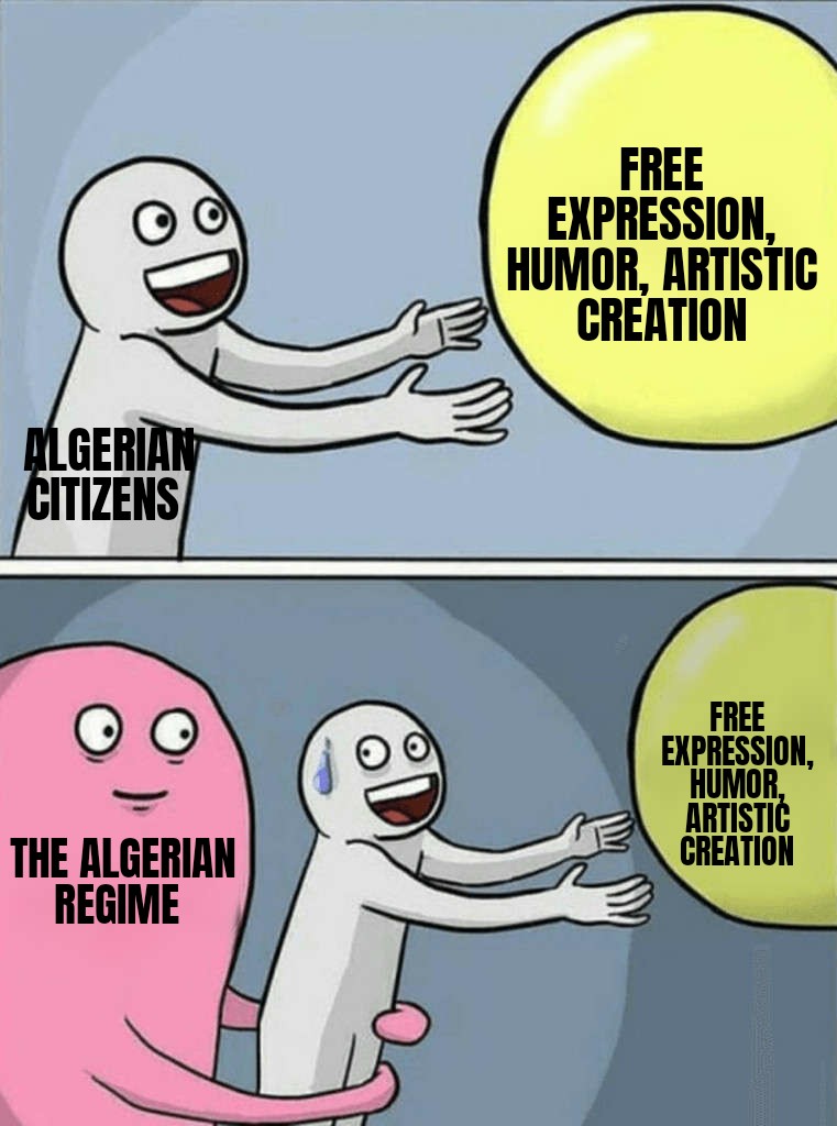 h_r_memes's tweet photo. In the new #Algeria, people can speak freely and laugh about any topic... except the regime. And religion.
https://t.co/xSCSVc0D35
#WalidKechida #Walid_Kechida #وليد_قشيدة #Free_Walid_Kechida #Hirak #HirakMemes
#humanrights #humanrightsmemes https://t.co/v9wXE4p6O1