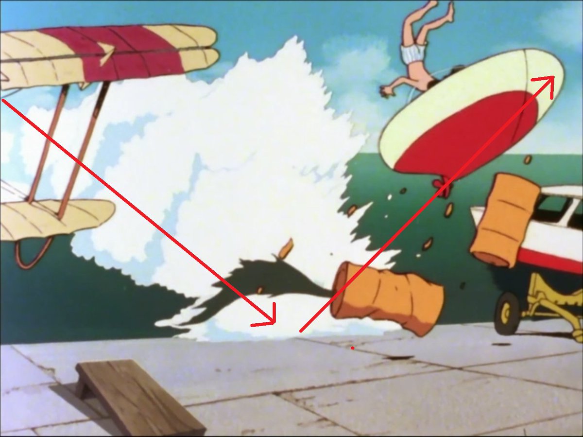 In the next few shots, we have a lot of mvt into depth, towards or away from the camera. The shot-to-shot transitions always feel smooth thx to the left-right mvtIn the third shot, Lupin's motion is also very noticeable, thx to Miya's characteristically wild key poses