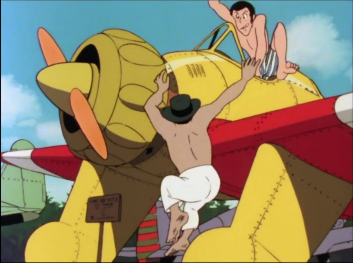 Jigen really is the focus of the central part of this sequence. His motion is always very detailed - such as this frame-by-frame decomposition of his jump. He arrives on 2s, jumps on 1s, and then settles down on 3s