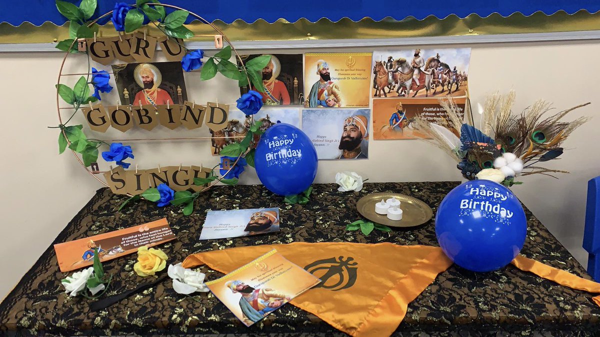 at_clack's tweet photo. Miss Aktar has the most wonderful displays. Here is her Sikhism display to celebrate Guru Gobind Singh’s birthday. We couldn’t keep this fabulous display hidden during lockdown. https://t.co/xPFy8JA64A